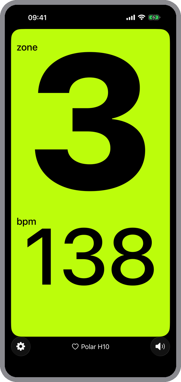 Zone Trainer showing zone 3 in green, at 138 bpm